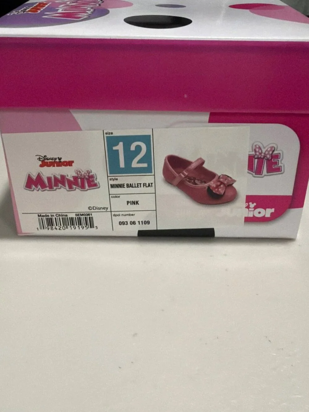 Disney Junior Minnie Mouse Ballet Flats Girls Size 12 Shoes New